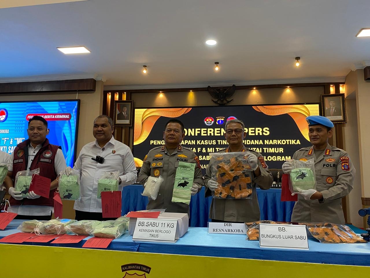 Polda Kaltim Sita 11 Kg Sabu Asal Malaysia di Sangatta, Dua Kurir Ditangkap